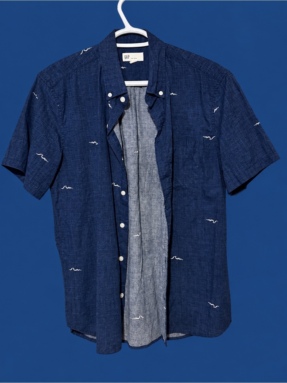 GAP Men's Navy Short-Sleeve Button-Down Shirt